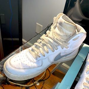 Nike Air Force one high white colorway.